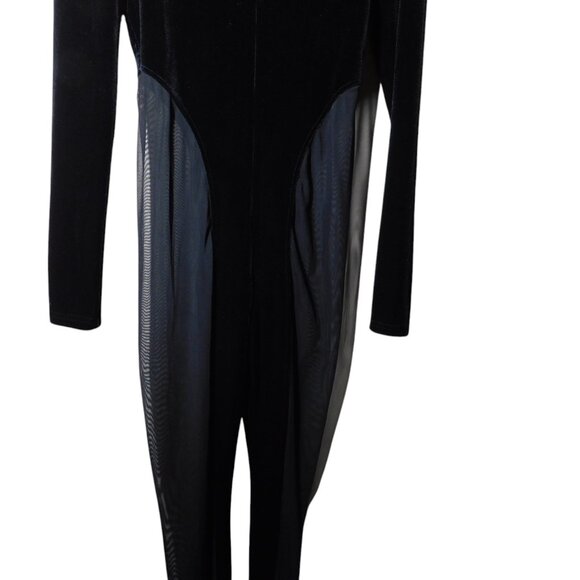 No. 1 Los Angeles Black BodySuit Velvet & Sheer Panels Size Small Sexy - Picture 3 of 14